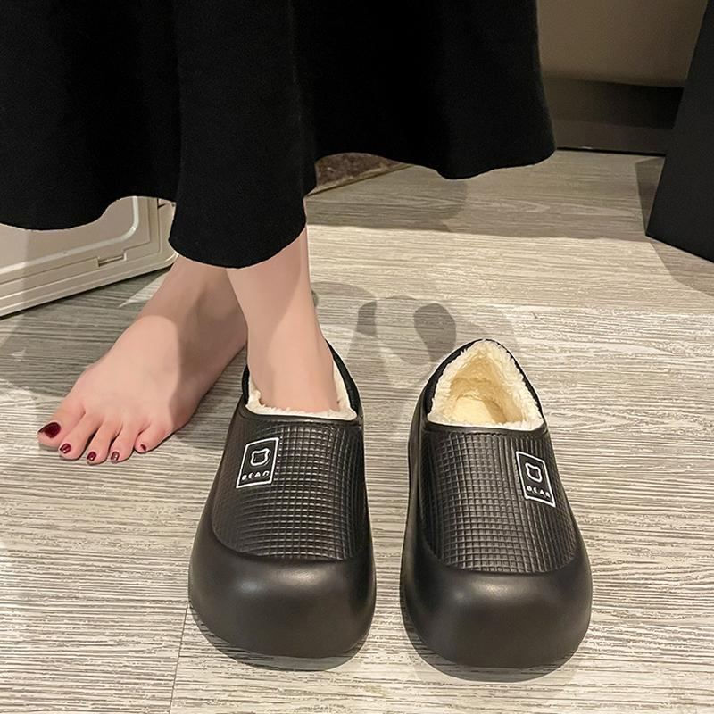 Módní Litfun Pantofle s plyšovou podšívkou pro ženy Platforma Pohodlné Vnitřní Bavlněné Nazouváky Vodotěsné Domácí Nazouváky Huňaté Protiskluzové Dámské Pantofle