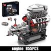 Mould King 10225 Technisches Motor-Spielzeug Der motorisierte V8-Auto-Motor Baustein Montage Motorstein-Set Weihnachtsgeschenk für Kinder