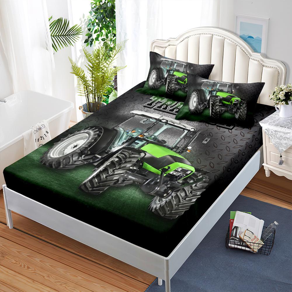 Automobil Offroad Baufahrzeug Matratze Dreiteiliges Set, Bettbezug, Kissenbezug, Staubmatratzenschutz