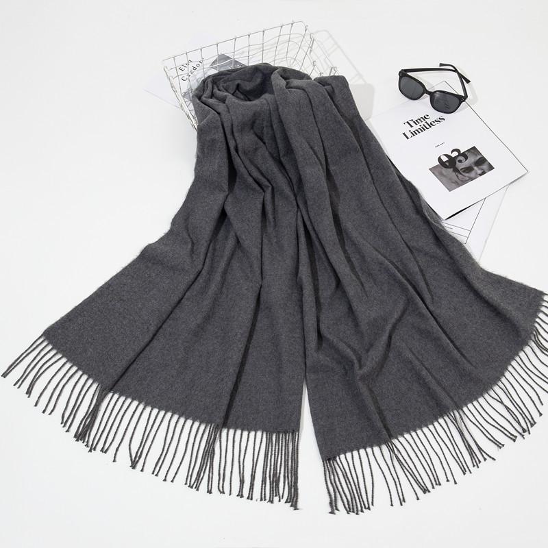 Autumn And Winter New Women'S Cashmere Scarf Solid Color Imitation Cashmere Pulling Scarf Thick Embroidery Cashmere Shawl