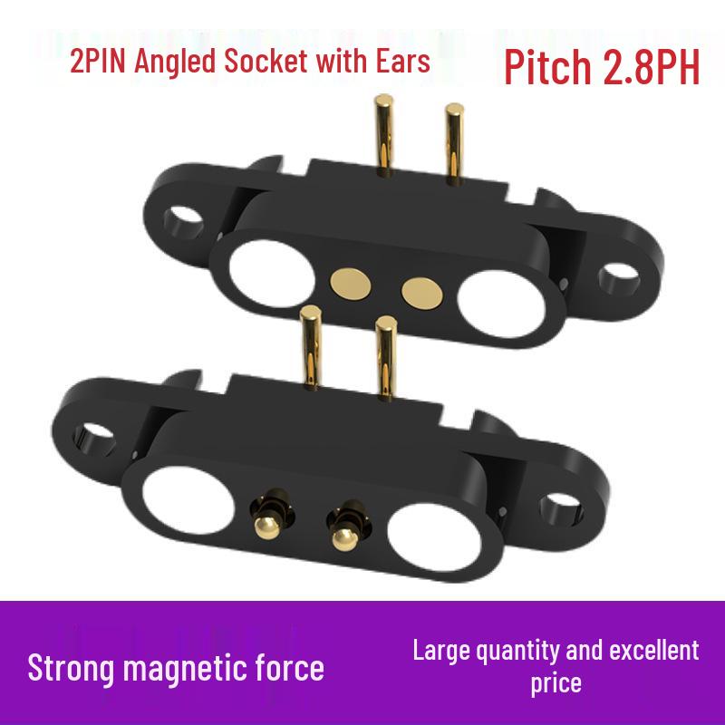 2-pin Anti-Fooling Bent Solder Wire with Magnetic Connector Cable and Spring Pogo Pin Socket