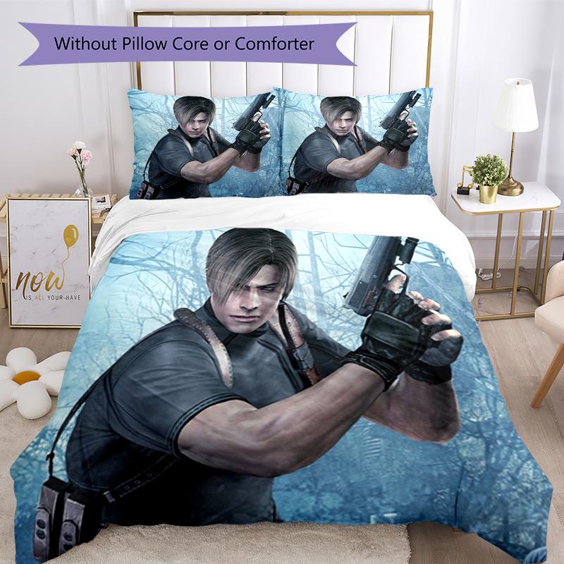 3pcs Resident Evil Bedding Set Duvet Cover Closure Includes 1 Duvet Cover & 2 Pillowcases, Soft and Comfortable for All Seasons.
