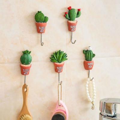 Χαριτωμένο σχήμα κάκτου Αυτοκόλλητη κρεμάστρα πετσέτας με γάντζο τοίχου κουζίνας μπάνιου