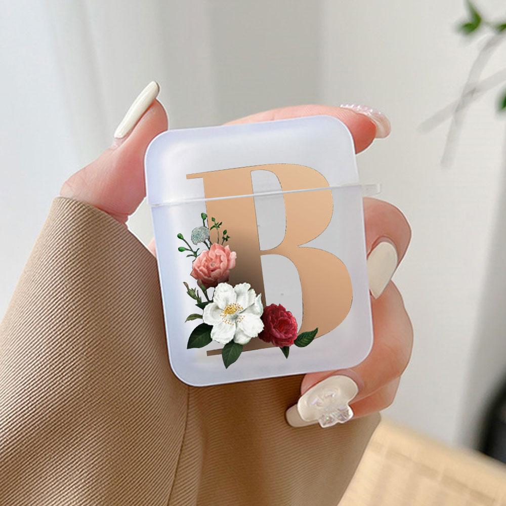 Cute Gold 26 Letters A Z Earphone Case for Airpods 4th 3rd Pro 3 2 Shockproof Cover for Airpod 2 3 1 Protective Accessorie Shell