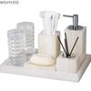 Light Luxury White Jade Stone Home Bathroom Wash Suit Bathroom Supplies Brush Tooth Cup Soap Bottle Soap Dish Toothbrush Holder