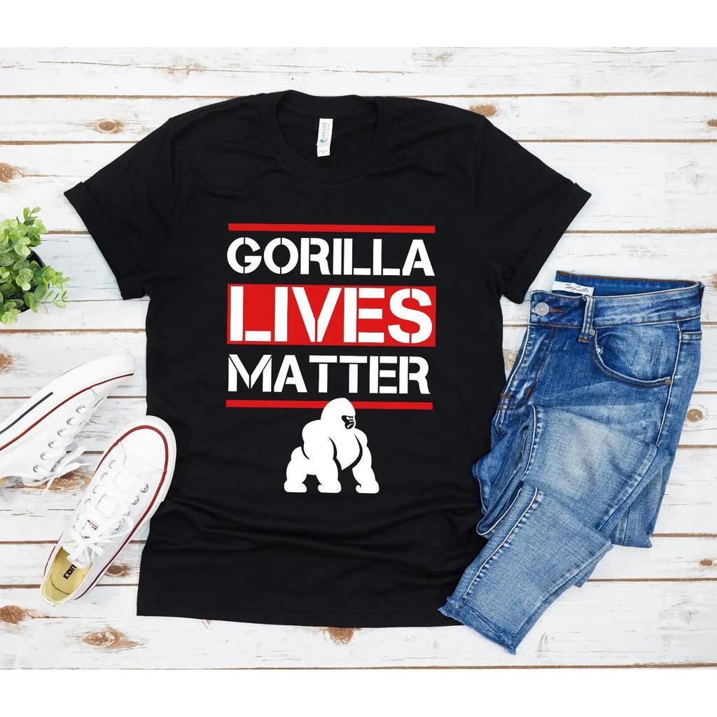 Gorilla Lives Matter T Shirt Rescue Save Gorillas Rwanda Vegetarian Vintage Top For Everyday Wear Designer Clothes
