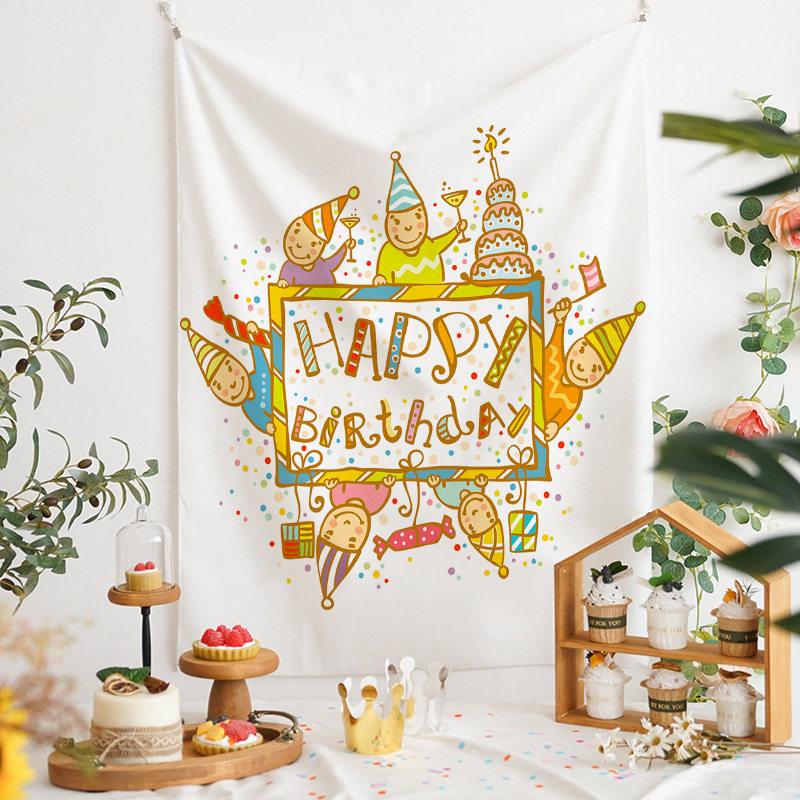 Ins-Style Birthday Background Fabric, Birthday Tapestry, Party Scene Decoration, Photo And Decorative Wall Fabric