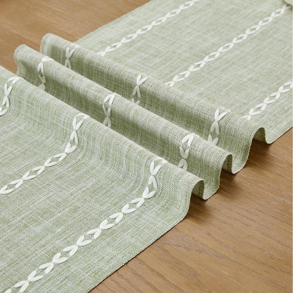 Party, Dresser Decor and Dining Room Decorations Rustic Cotton Linen Table Runner  with Hand-Tassels