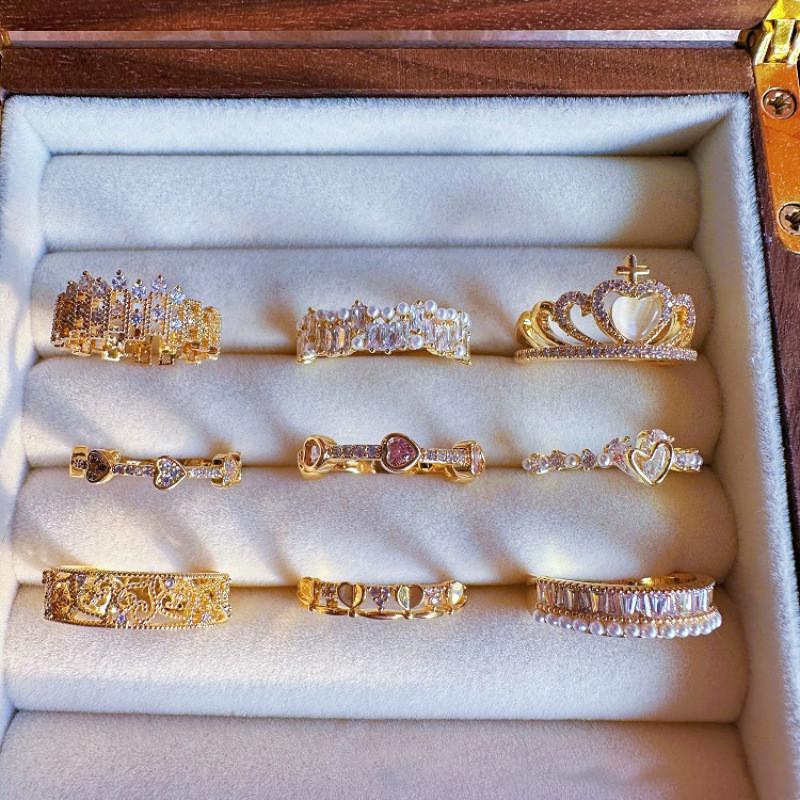 Stunning Heart Shaped Zirconia Stackable Pearl Ring For Women In Chic Copper Design