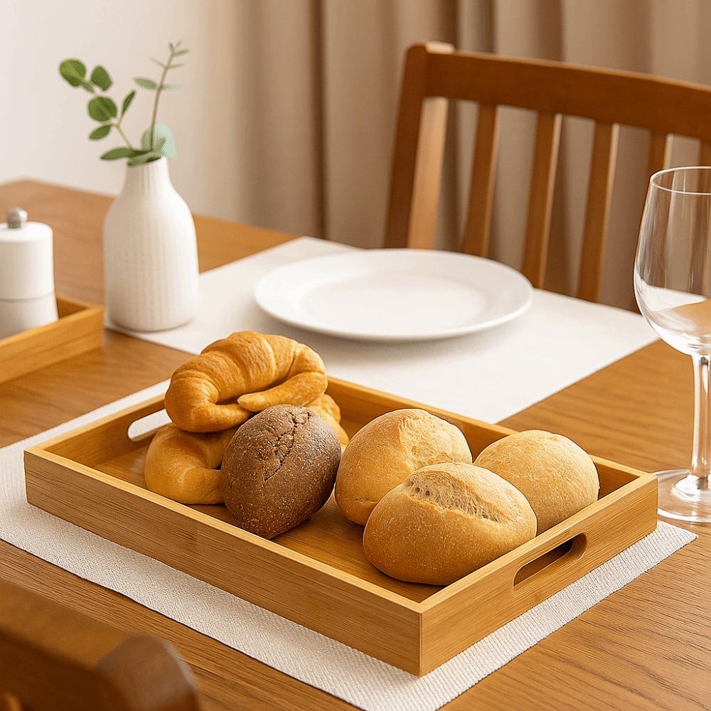 Rectangle Bamboo Tray Stylish Design Food Tray Multi-Purpose Fruit Tray  Kitchen Use