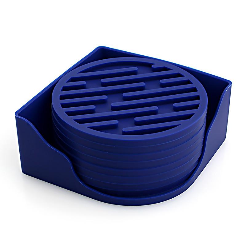 Set di sottobicchieri in silicone Scatola portaoggetti in silicone Sottobicchieri anti-caldo per caffè Sottobicchieri neri