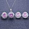 Color Treasure Set, Ascher Yellow Diamond Topa Blue Argyle Pink Square Diamond Ring Stud Earrings Pendant Female