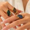 French vintage natural stone ring for women, non-fading titanium steel jewelry, versatile niche open ring