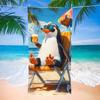 1pc Penguin Beach Towel Funny Animal Print Summer Vacation Design Quick Dry Microfiber Large Bath Towel For Kids Gift