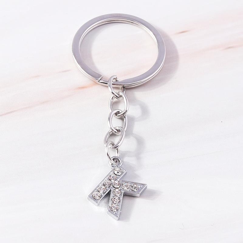 Fashion Initial 26 Letters A-Z Alphabet Keychain Rhinestone Key Ring Pendants for Car Key Bag Decor Charms DIY Accessories