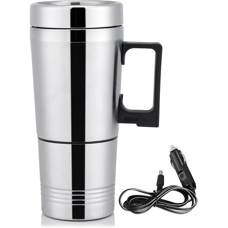 Car Electric Kettle, 300ml Portable Electric Tea Kettle 24V Stainless Steel Electric In-car Travel Heating Cup Car Water Heater Travel Heating Cup