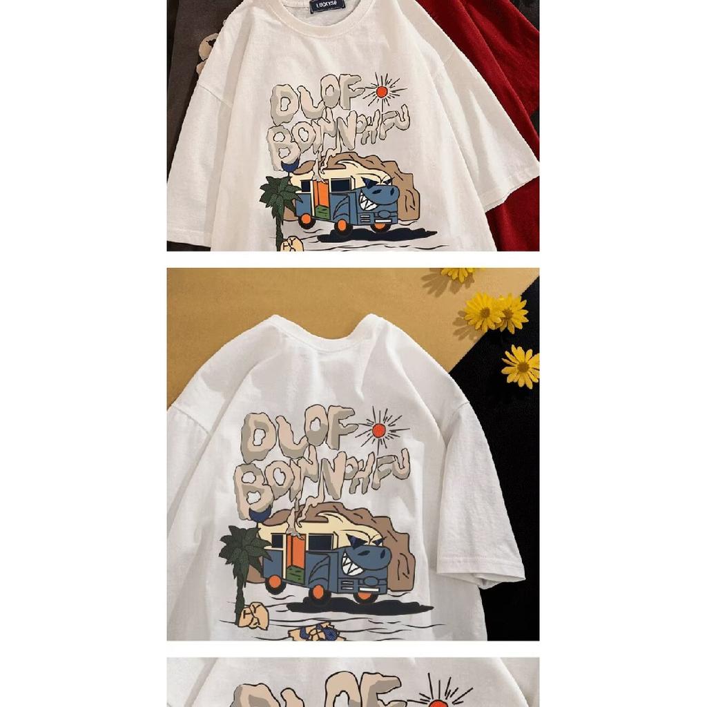 Men'S Trendy Letter Round Neck Printed Short Sleeved T-Shirt For Summer Ins Loose Casual Top