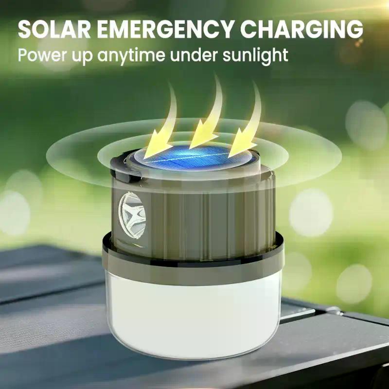 Solar Camping Light 2400mAh Rechargeable LED IPX5 Waterproof Portable Emergency Lamp Outdoor Multifunctional Camping Light