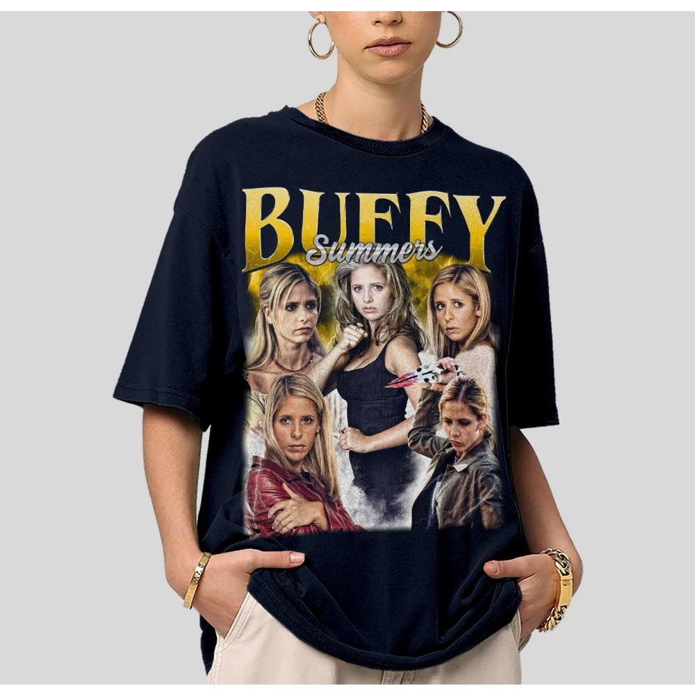 Vampire Hunter Buffy 90s Collage Style Tshirt Summer New Retro Unisex Cotton Casual Fashion Tshirt S