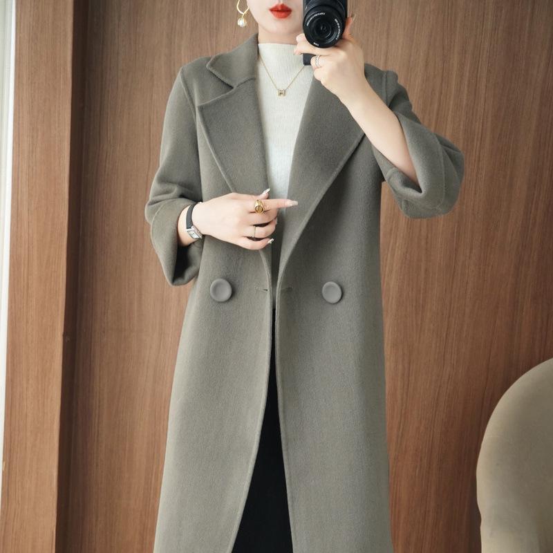 2026 Slimming Versatile Women's Wool Coat - Mid-Length Double-Sided Outerwear for Spring/Autumn
