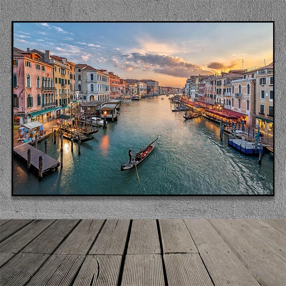 Famous Venice Italy Canvas Painting Wall Art Sunset Natural Scenery Pictures Posters and Prints for Living Room Home Decoration