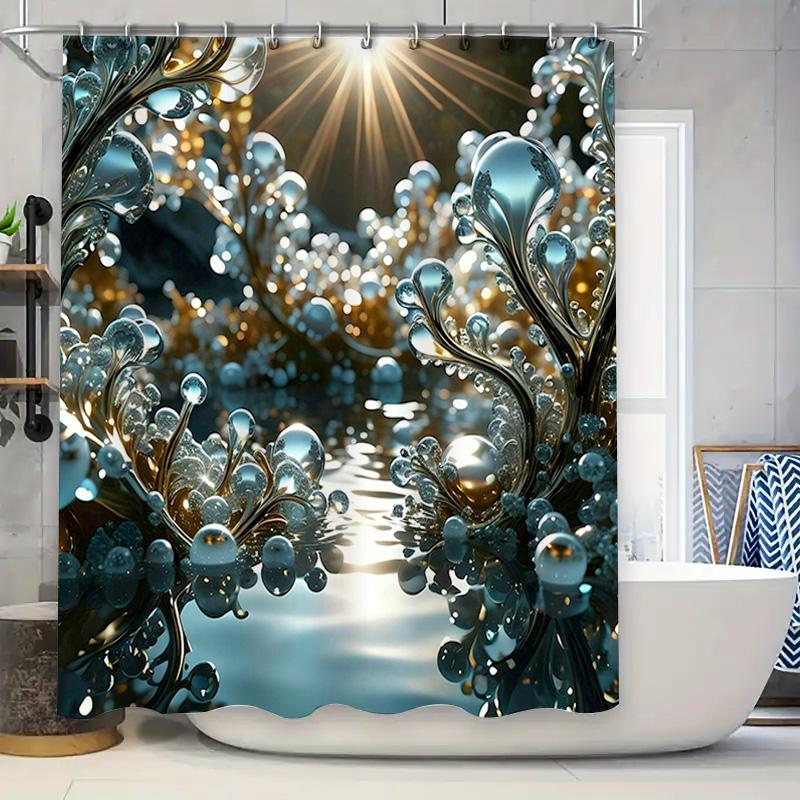 

Роскошная Сине-Золотая 3D Печать Шторка для Душа Водонепроницаемая Домашний Декор Ванная Комната Принадлежности Декор Художественный Настенный Подвес Для Современного W60H190(CM)-1 Pcs