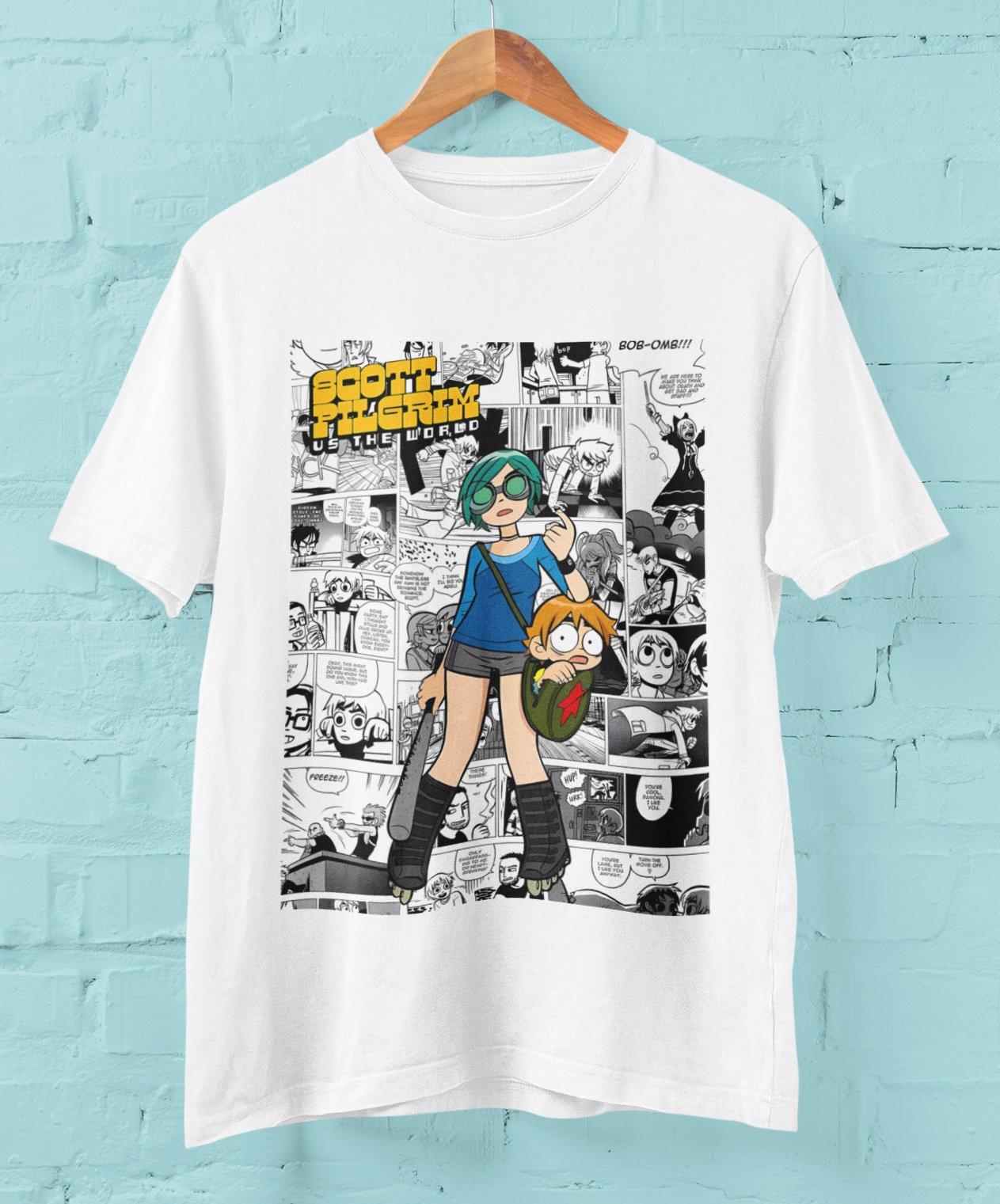 

Scott Pilgrim VS The World Comic T-shirt, Movie Crewneck tee shirt, Bryan Lee O Malley, Edgar Wright, Anime Comic Tee shirt S разноцветный