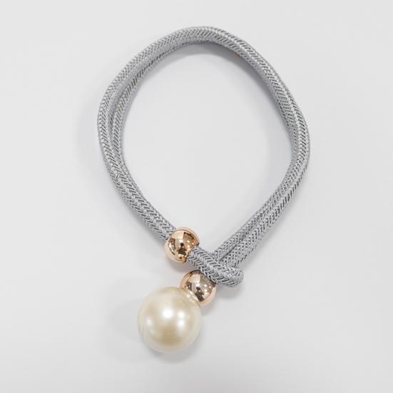 1Pc Faux Pearl Curtain Tieback, Woven Rope Adjustable Curtain Holder, Stylish Bead End Draperies Holder for Living Room Bedroom Bathroom Dormitory