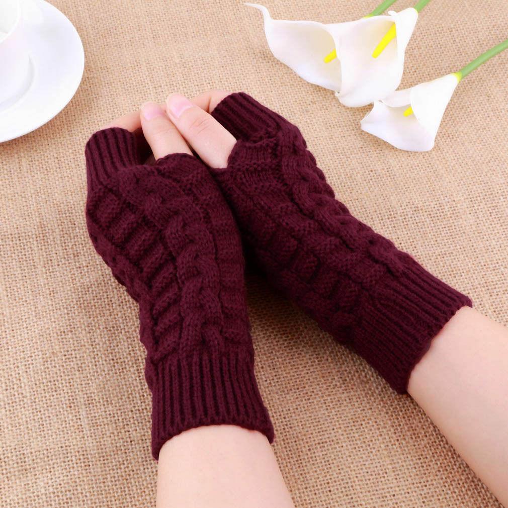 Halbfingerhandschuhe für Damen Winter Weich Warm Wolle Stricken Armstulpen Weiche Warme Fäustlinge Handschuhe Unisex Guantes Mujer Ne