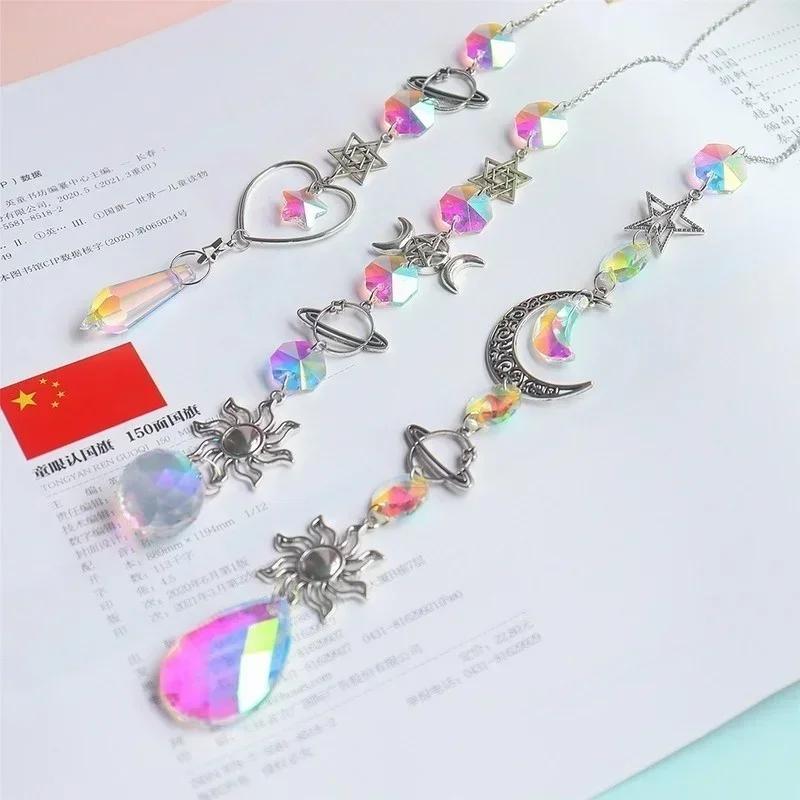 Crystal Wind Chime Moon Sun Catcher Diamond Prisms Pendant Dream Decoration Crafts Accessories Tools Home Garden Decor Windchime