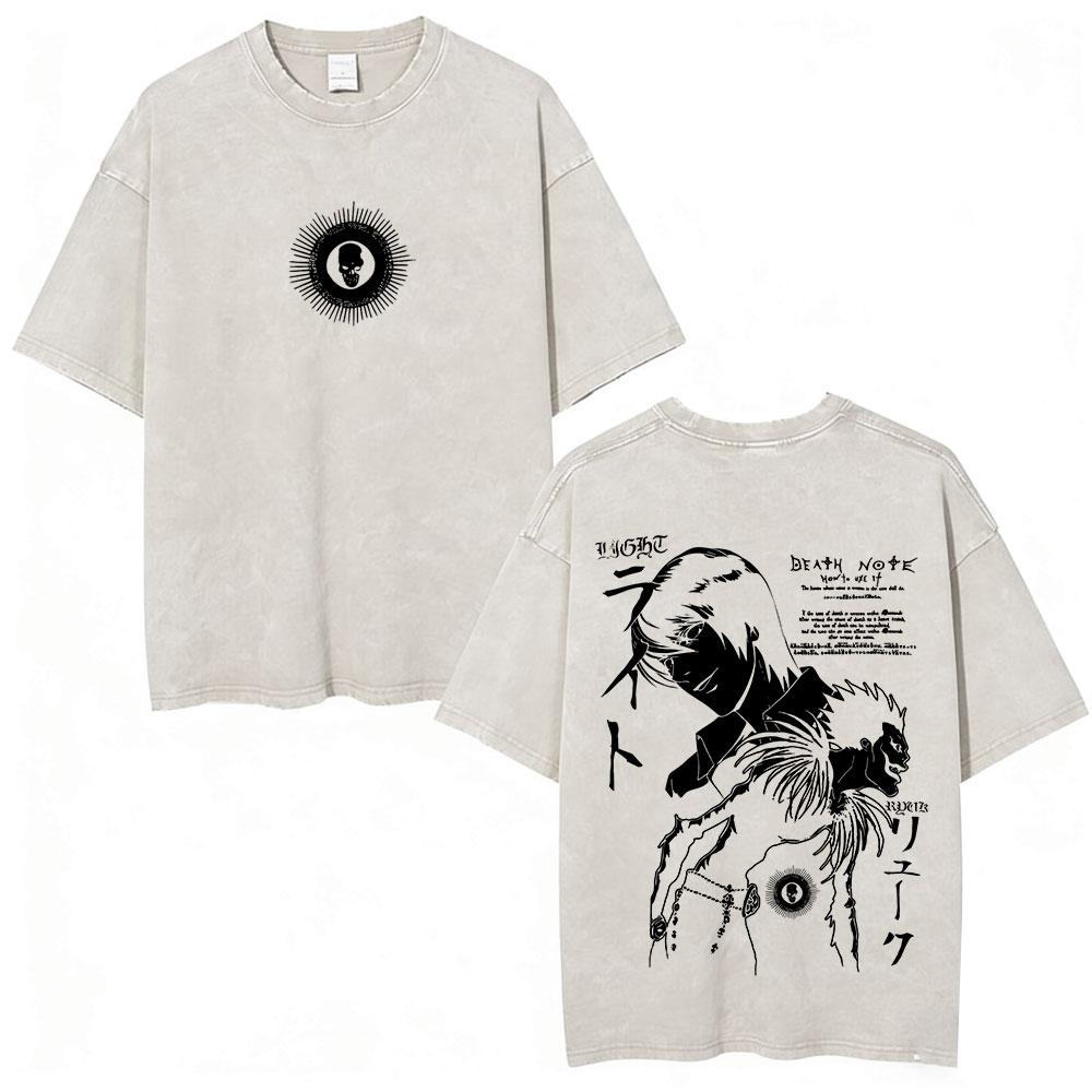 

Vintage Washed Anime Death Note Ryuk Yagami Light T Shirt Men Women Clothing Cotton Tshirt Fashion Short Sleeve ONeck Tshirts S