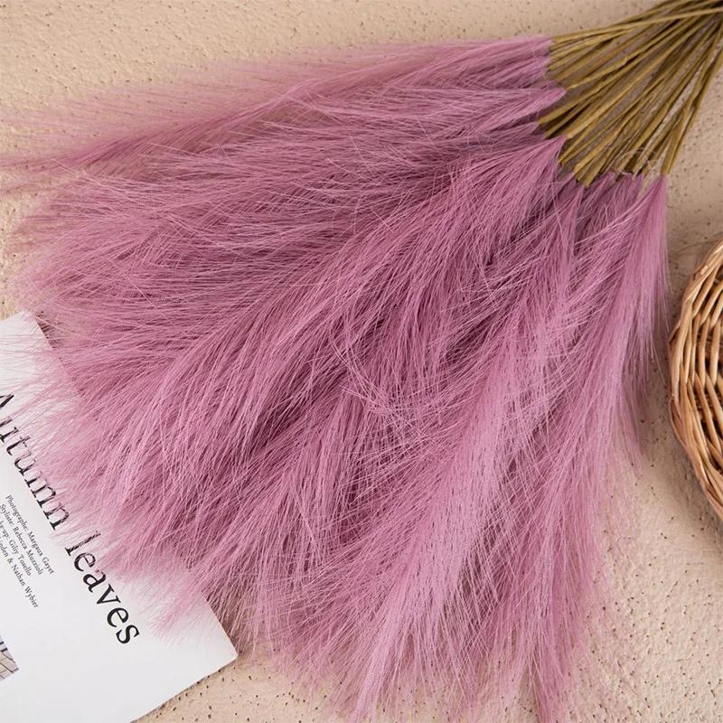 55CM 5PCS Fluffy Pampas Grass Boho Decor Flower Fake Plant Reed Simulated Wedding Party Christmas Home Decor Artificial Flower