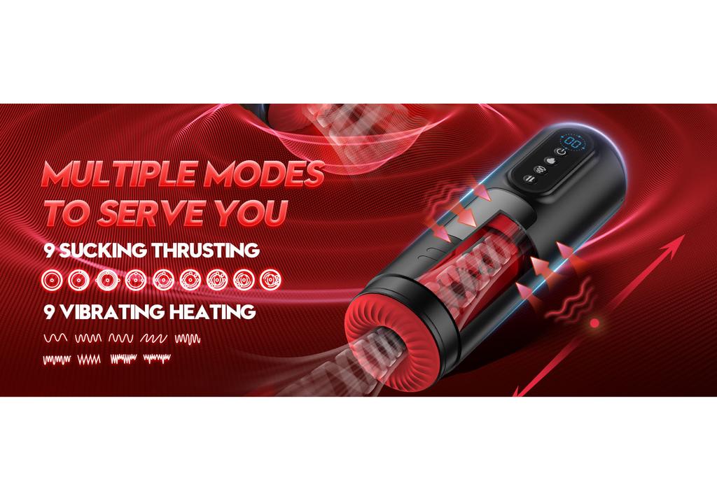 Fully automatic suction male masturbator 9 thrust vibration oral sex machine heated cat penis pump masturbating cup sex toy