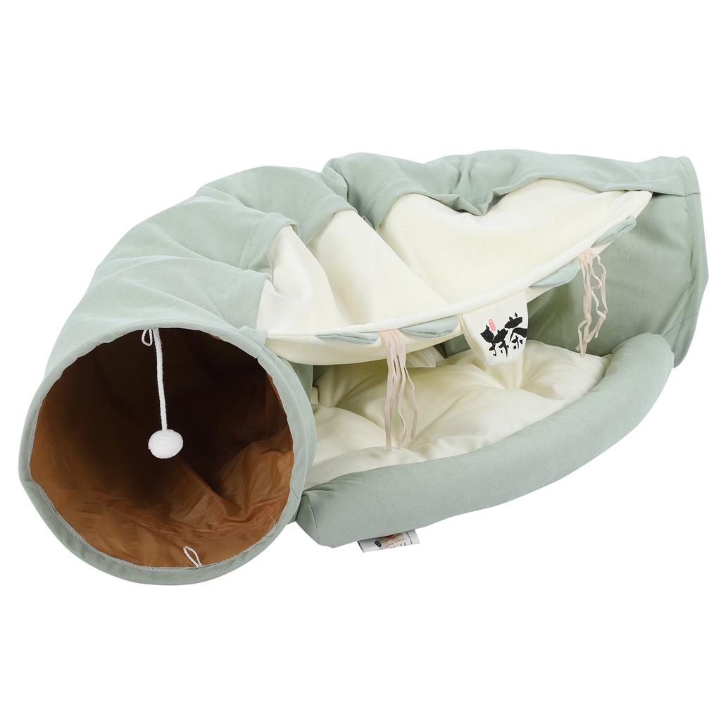 Multi?Functional Cat Tunnel Bed Foldable Detachable Cat Pet Tunnel with Cushion Toy