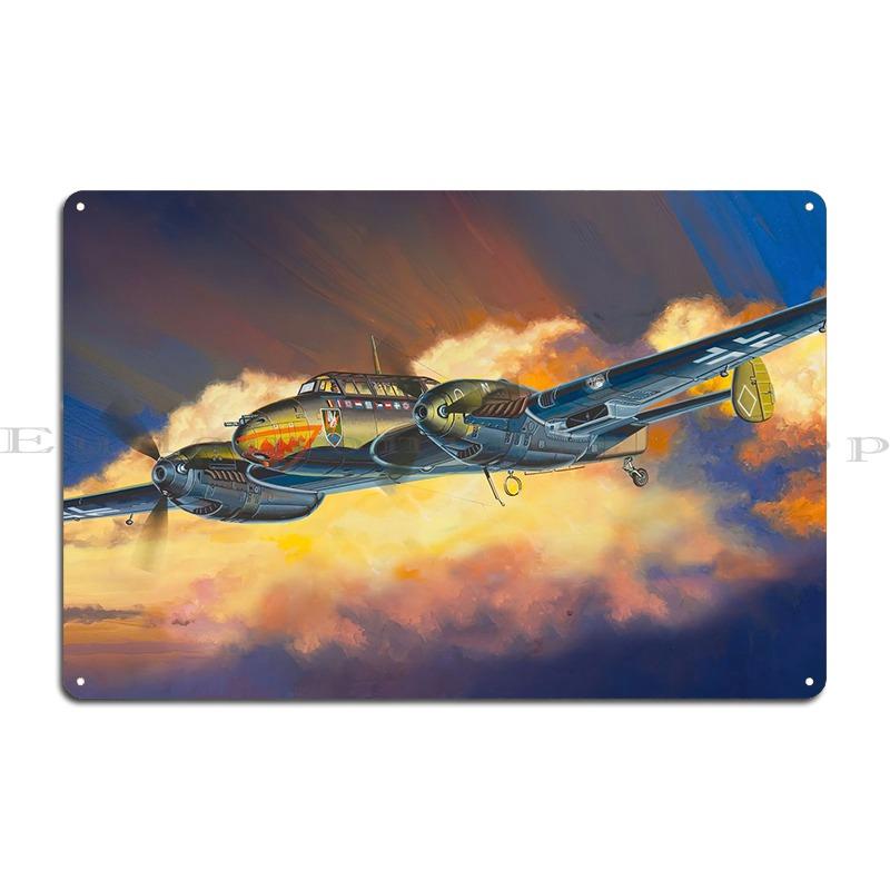 

Bf110 Тяжелый истребитель Вторая мировая война Металлическая табличка Клуб Вечеринка Настенный декор Настенный декор Настроить Винтажный плакат из жести 20x30cm