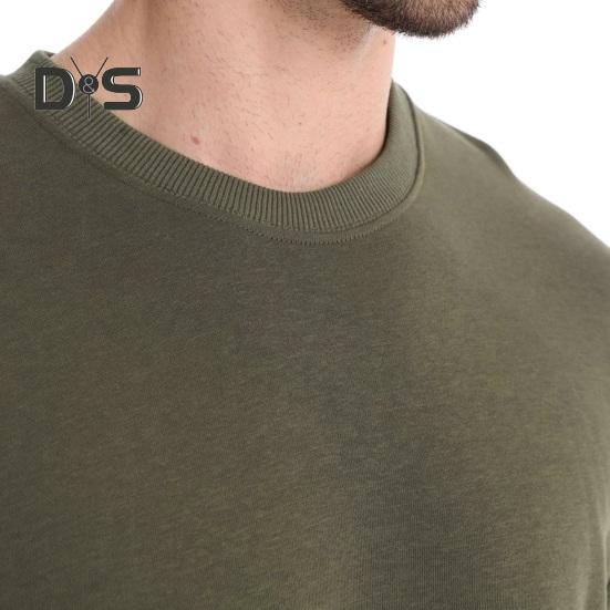 Fall Winter Men Top Loose O Neck Long Sleeves Pure Color Warm Pullover Mid Length Casual Daily Wear Sport Sweatshirt
