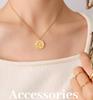 Korean Abstract Portrait Pendant Necklace - Gold Plated Titanium Steel