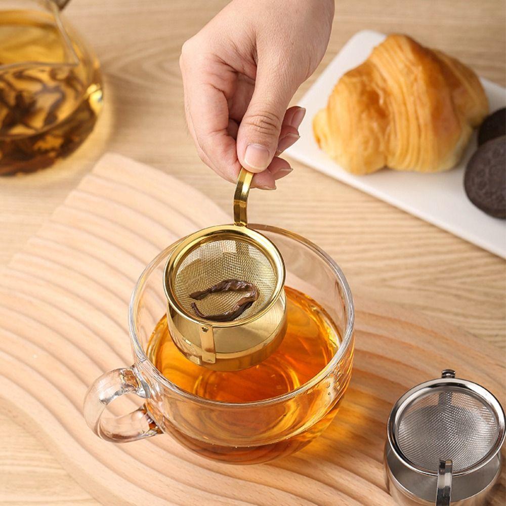 304 Stainless Steel Loose Leaf Tea Strainer Rotating Basket Tea Leaf Filter Tea Serving