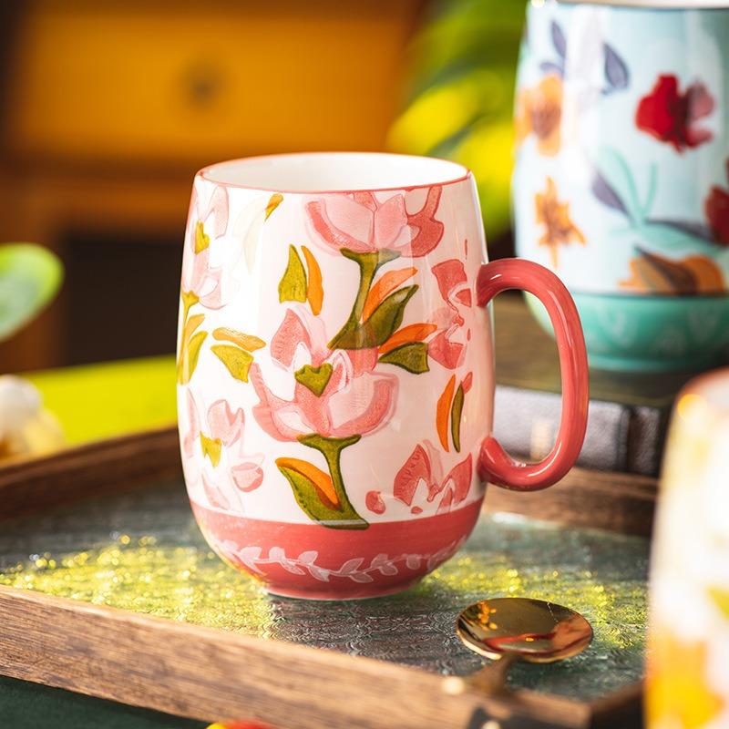 Mug Ceramic Cup Household Water Cup Office Exquisite Breakfast Cup Couple Cup Large Capacity Coffee Cup