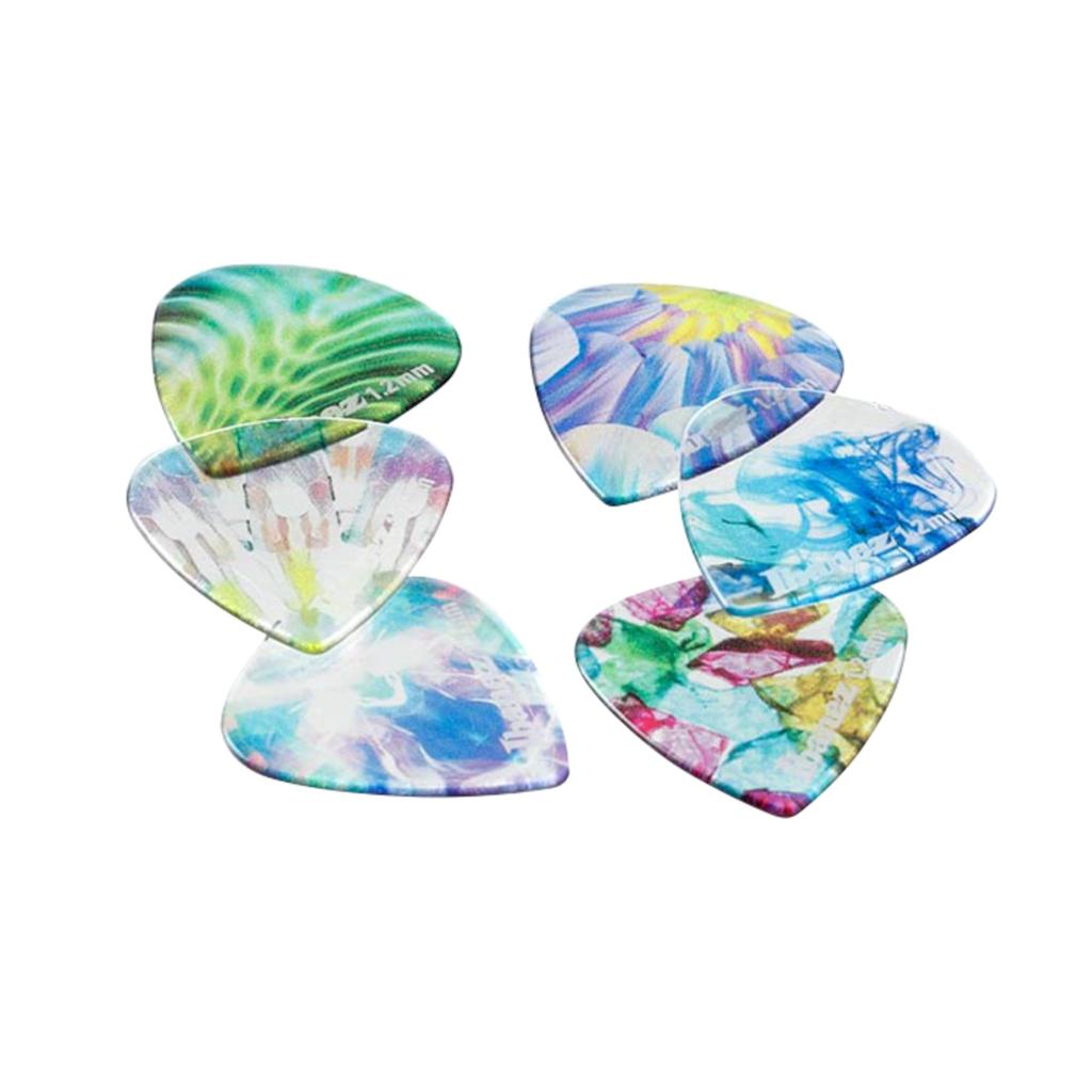 Ibanez KALEIDO Series Pick Set Colorful short teardrop using Tritan pick (6 pieces) - design, shape, 1.2mm thickness, material. (PCP16XH-C2)