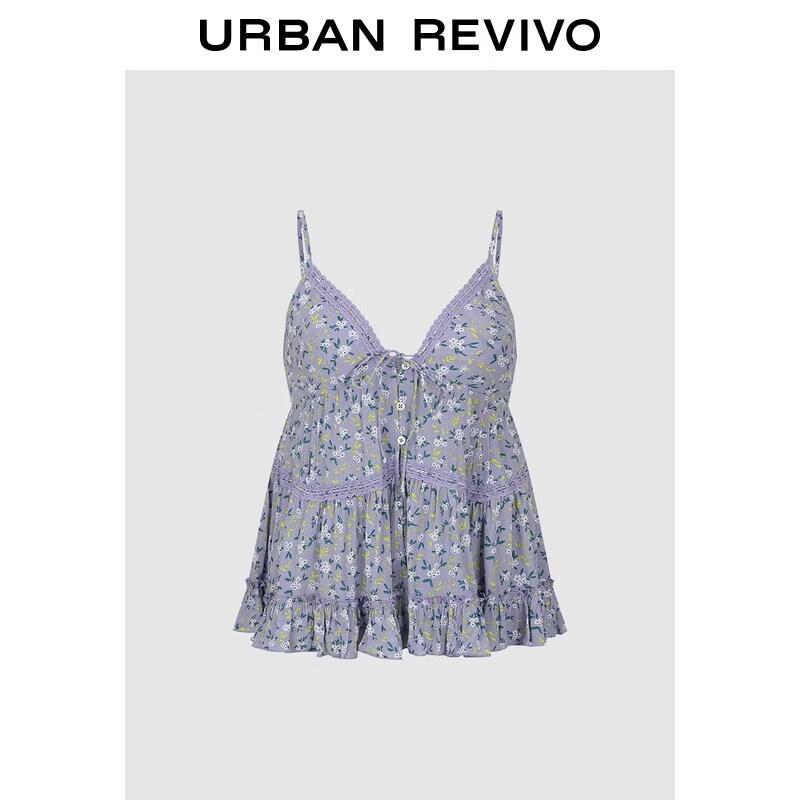 Women s Casual Floral Print V-Neck Camisole Top M