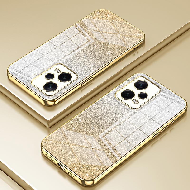 

Back Shell for Xiaomi Redmi Note 12 Pro+ 5G Precise Cutout Gradient Glitter TPU Cell Phone Case Gold