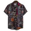 Men's Cardigan Short Sleeve Hawaiian Beach Flower Shirt Men's Turtleneck Shirt