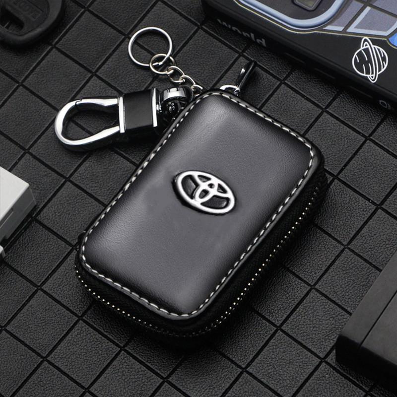 For Toyota Hilux Prius Leather Case Protection Car Key Supra Auto Key Bag Cover Auris Previa Funcargo Celica VITZ