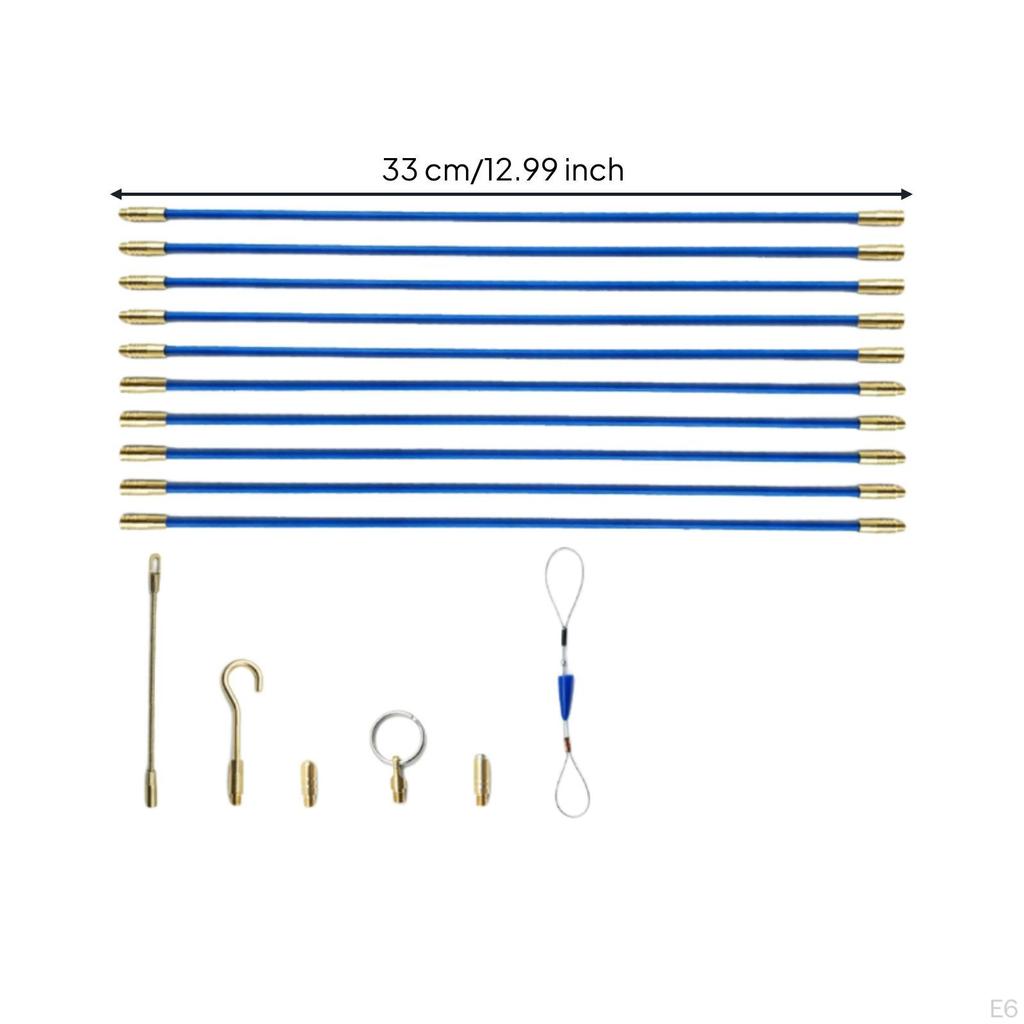 10 Stück Glasfaser-Kabelziehstangen Flexibles Band-Kit für