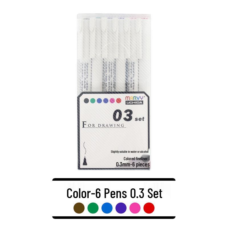 MARVY Uchida Needle-tip Waterproof Fine Liner Pen, Brown Red - Ideal for Art Students