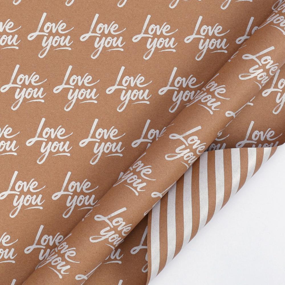 Double-Sided Printed Paper Decorative Large Size Gift Wrap Love Heart Craft Paper Brown Valentine'S Day Gift Wrapping Paper