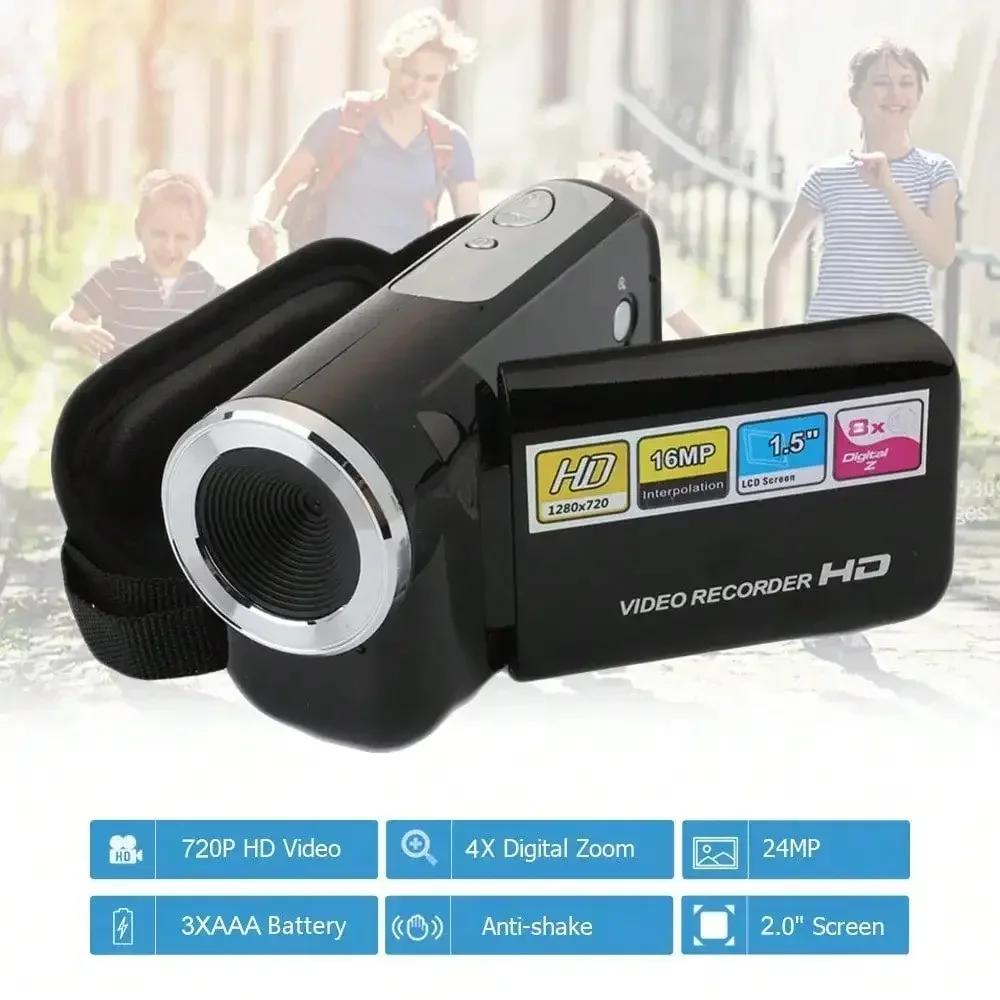 16MP Portable Camcorder with LED Flash, 16X Zoom Mini DV Camera 2 Inch Screen for Outdoor Home Recording