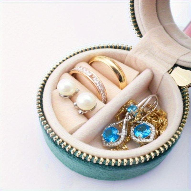 1PC Travel Jewelry Box with Mirror - Round Travel Case for Earrings Necklaces Bracelets, Perfect Gift for Jewelry Lovers