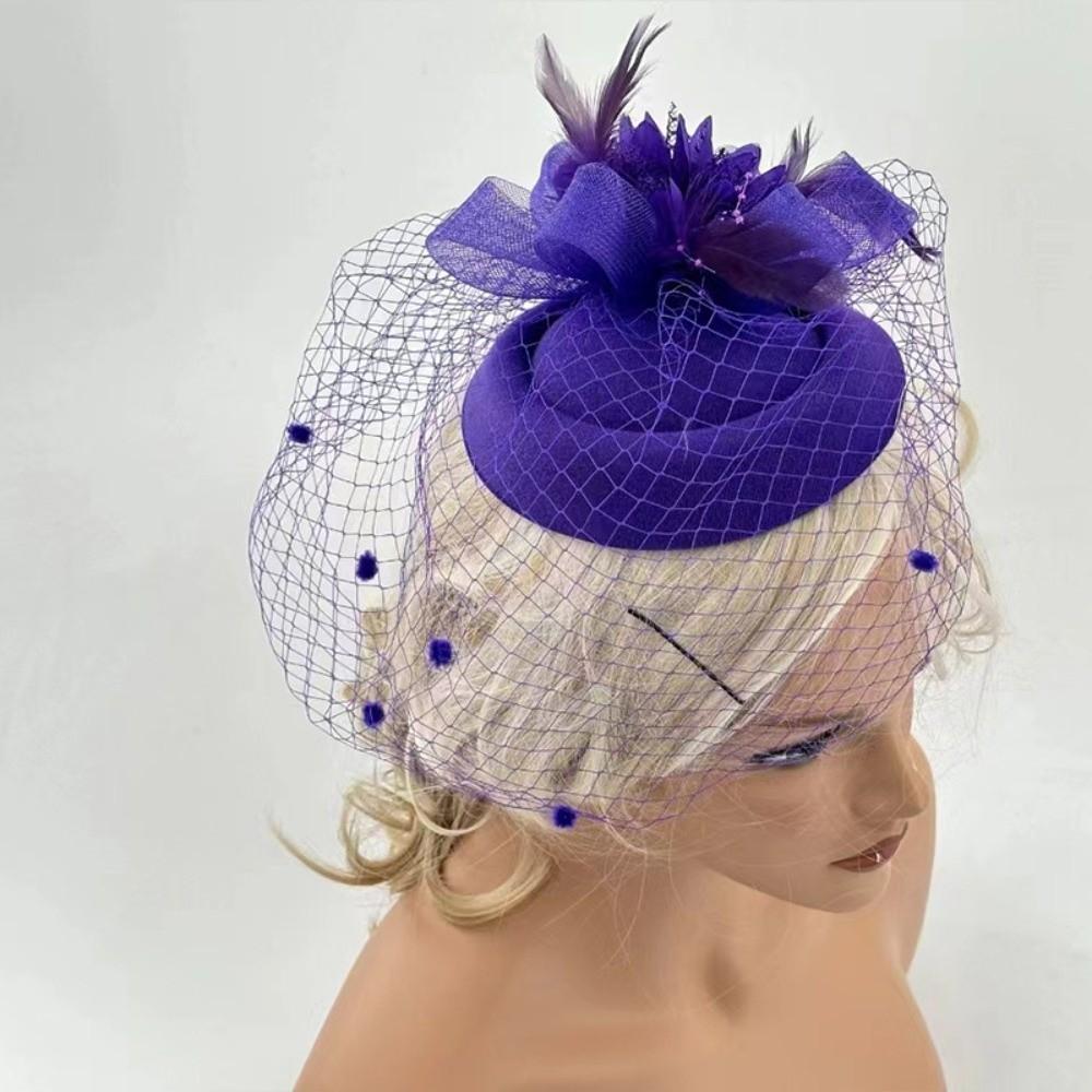 Bride Headdress Feathers Fascinator Hat Sinamay Feathers Party Mesh Hair Band  Lady